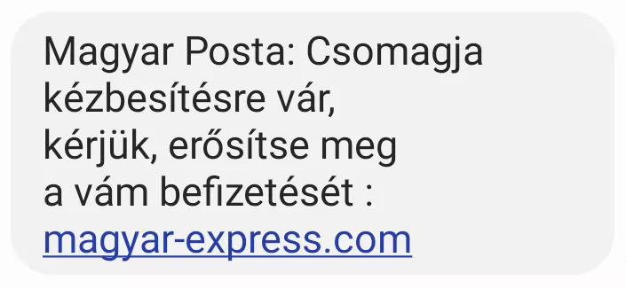 Adathalászat SMS példa - Magyar Posta